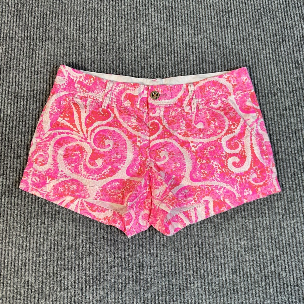 Lilly Pulitzer The Walsh Shorts Womens Size 33 8 Hot Pink Paisley Print Graphic